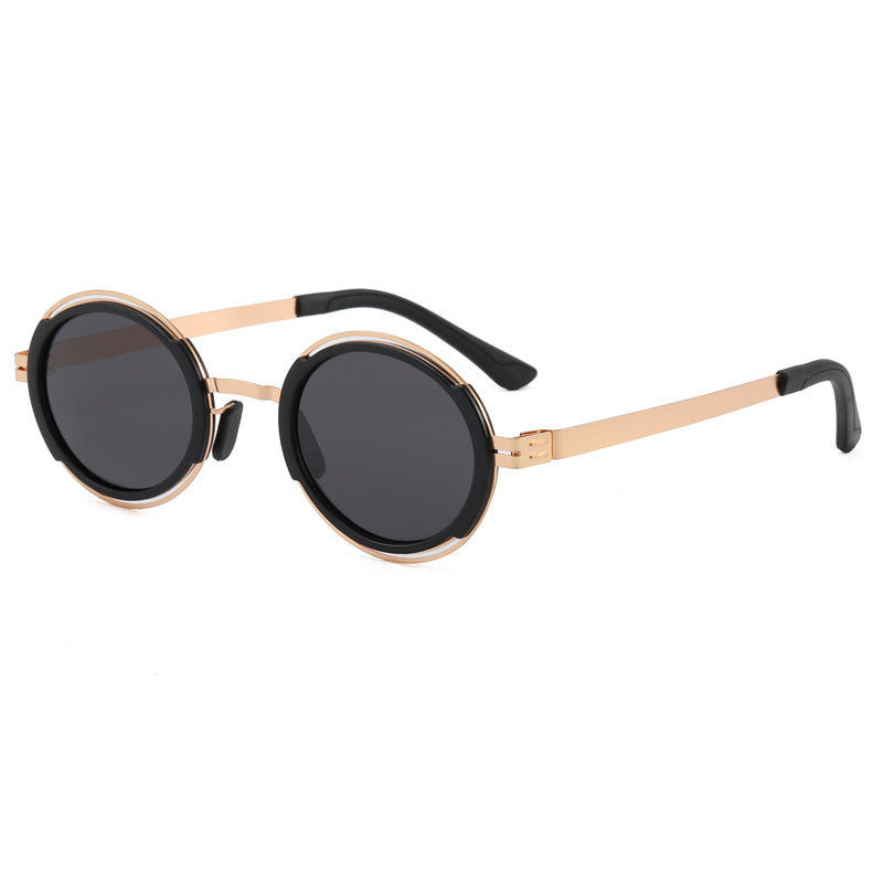 Damen modische runde Sonnenbrille mit elegantem Metallrahmen Brehn