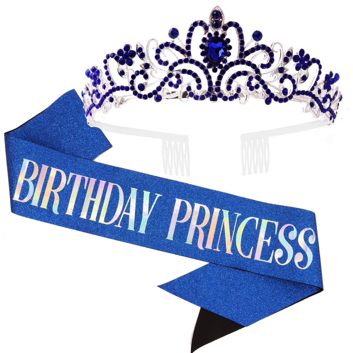 Damen Glitzernde Prinzessinnenkrone mit Birthday Princess Schärpe Brehn