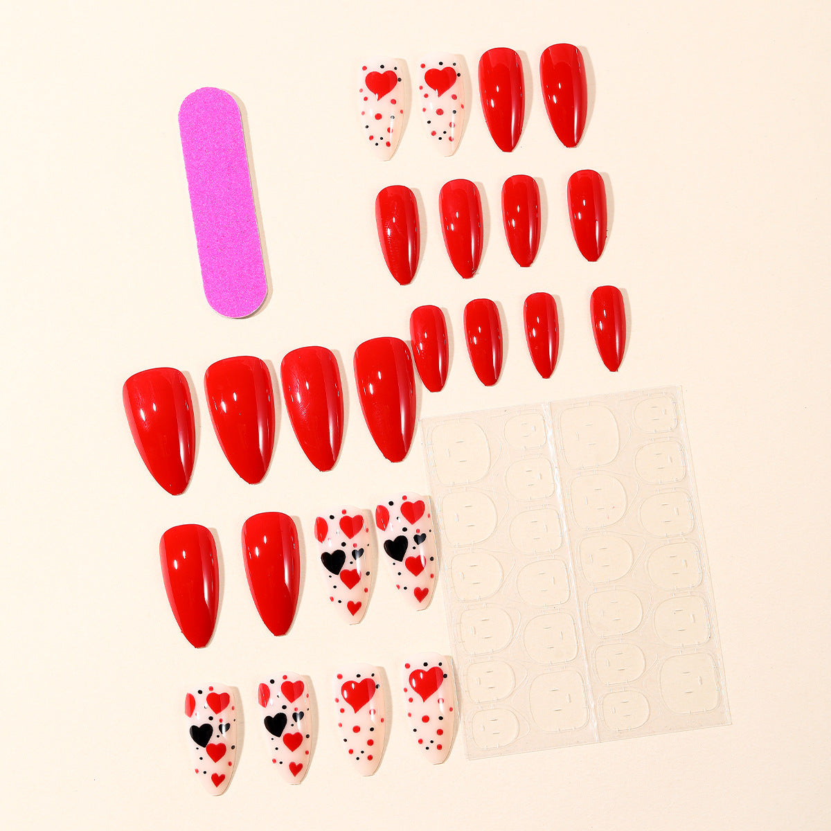 Herz-Themen Press-On Nagelkunst Set Brehn