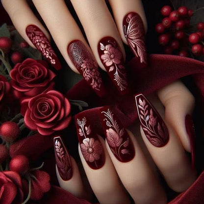 Kunstnagel Set mit floralen Motiven Brehn