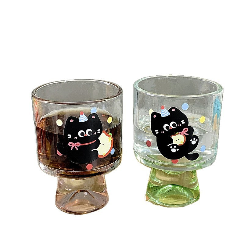 Verspieltes Trinkglas mit Katzenmotiv Brehn