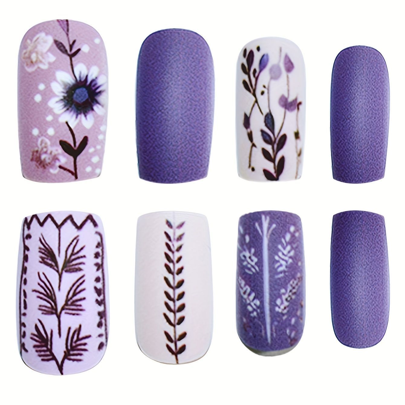 Künstlerisches Floral Press-On Nail Art Set Brehn