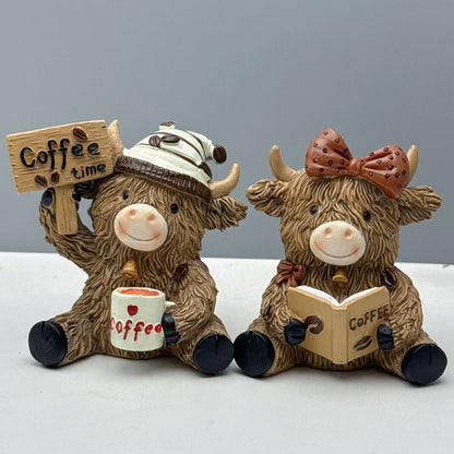 Dekorative Highland-Rind Kaffeefigur Brehn