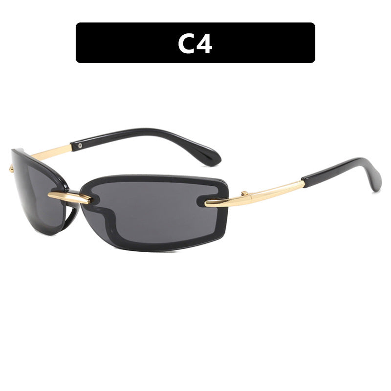 Damen modische Sonnenbrille im futuristischen Design und transparentem Rahmen Brehn