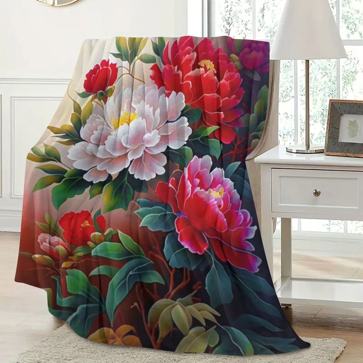 Blumenmuster-Wurfdecke