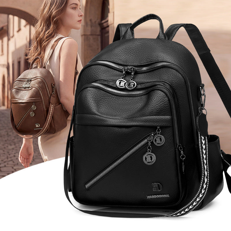 Multi-Fach Stylischer Leder-Rucksack Brehn