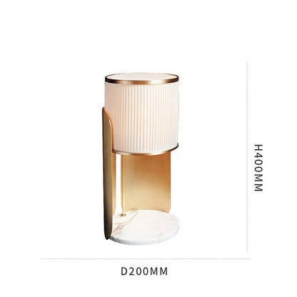 Elegante Marmorbasis Tischlampe mit gefüttertem Schirm