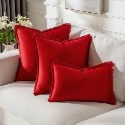 Fringed-Kante Quadrat und Lendenkissen Set