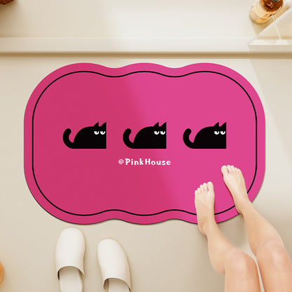 Cloud-Shaped Microfiber Anti-Slip Absorbent Bathroom Mat with Cartoon Dog Print