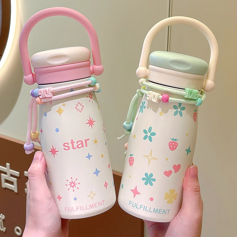 Damen kreative Trinkflasche mit lustigem Design und praktischer Schnur Brehn