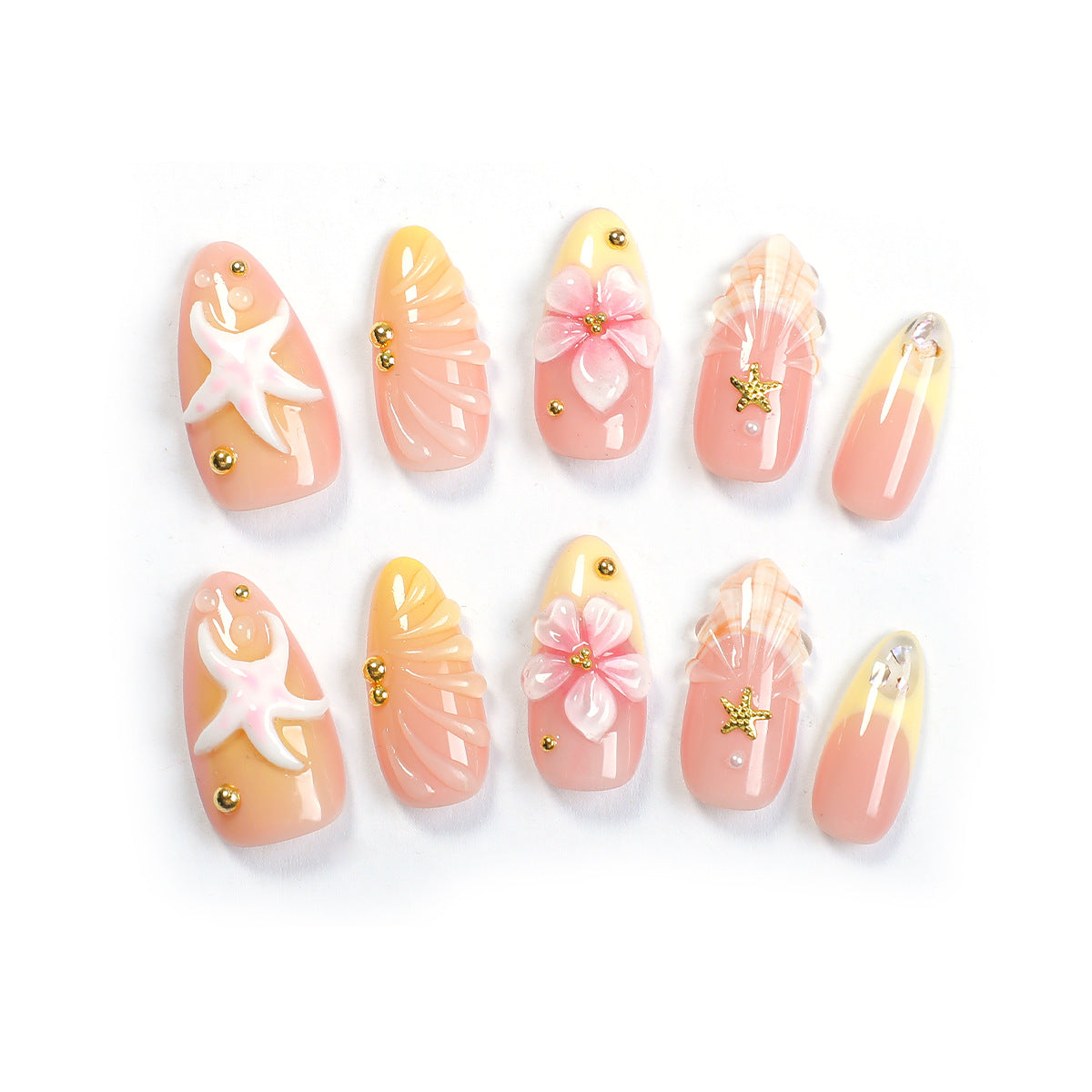 Kreatives Kunstnagelset mit maritimen Motiven und eleganten Verzierungen Brehn