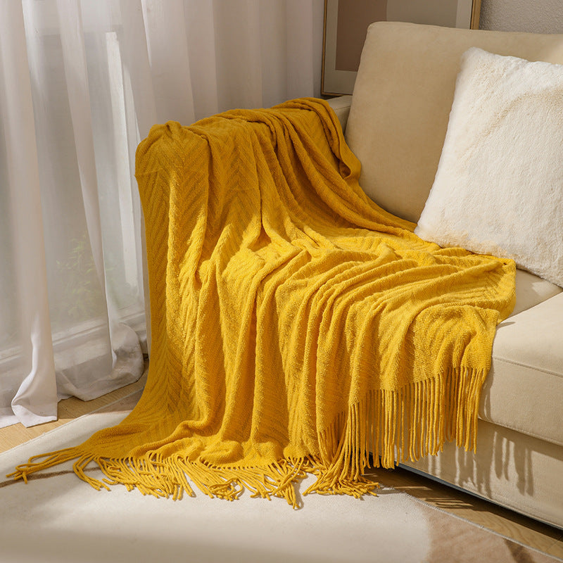 Gemütliche Strickfransen-Decke Brehn