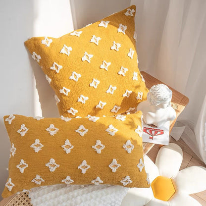 Dekorativer Kissenbezug im Boho‑Skandi‑Mix mit handtuftetem 3D‑Diamantrelief Brehn