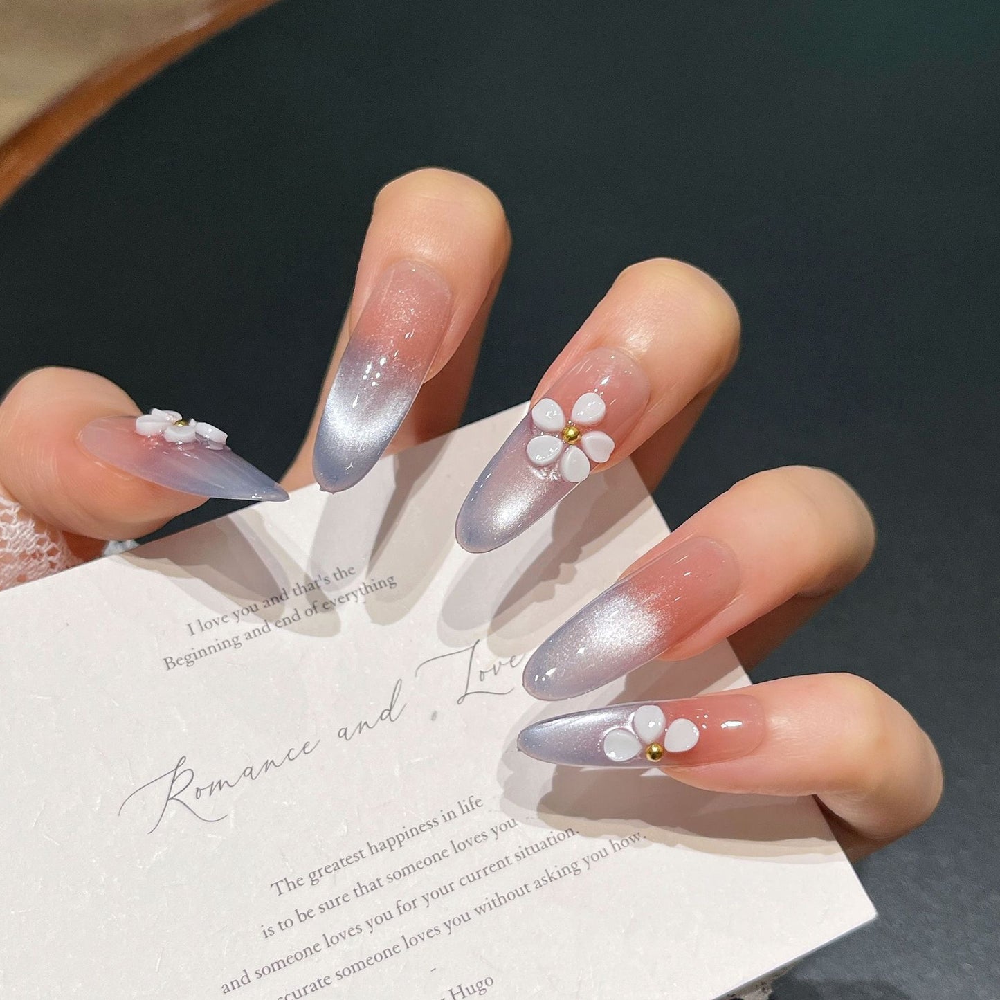 Elegante Floral 3D Druck-Nagelverlängerungen Brehn
