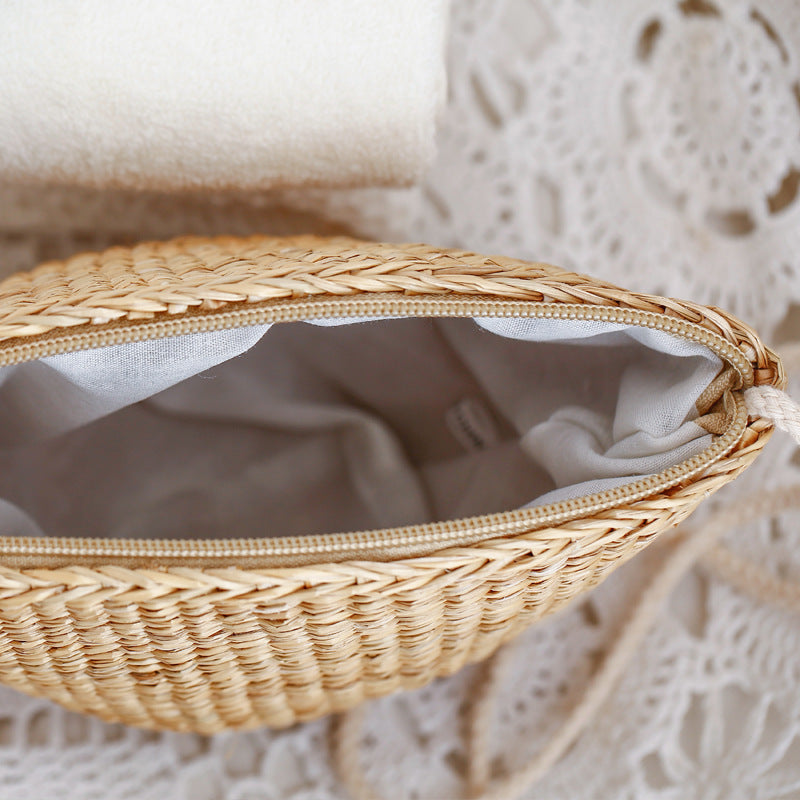 Runder Basttasche mit Verstellbarem Tragegurt Brehn