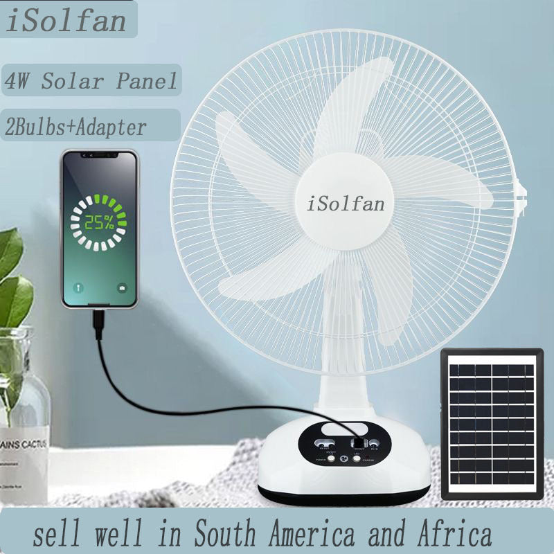 Damen Solarbetriebener Ventilator mit USB-Ladefunktion und LED-Anzeige Brehn