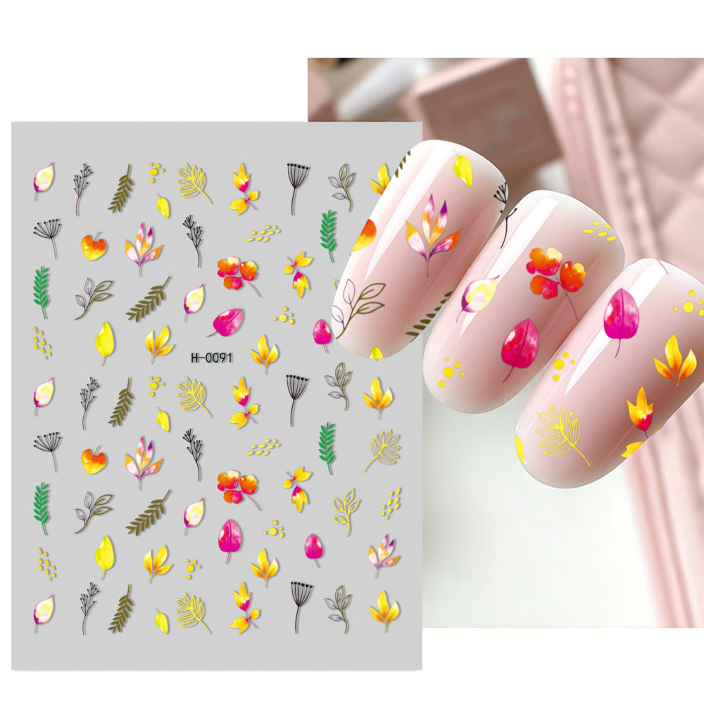 Florales Design Nagelkunst Aufkleber Set