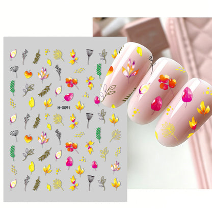 Florales Design Nagelkunst Aufkleber Set