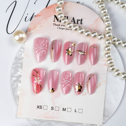 Elegante Floral Verzierungen Press-On Nagelkunst Brehn