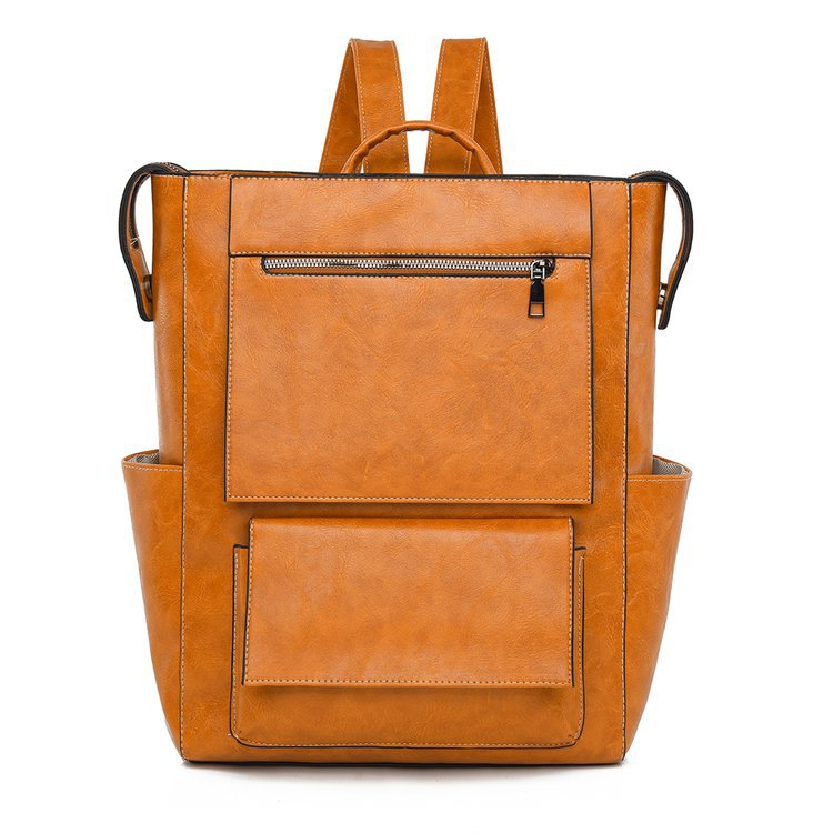 Multi-Taschen Echtes Leder Rucksack Brehn