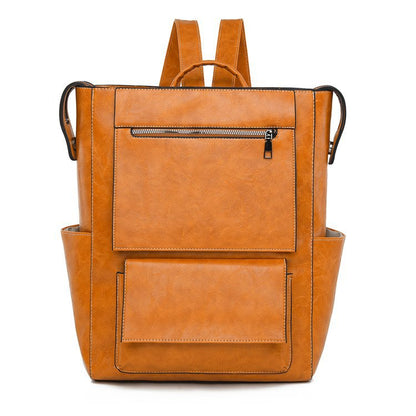 Multi-Taschen Echtes Leder Rucksack Brehn