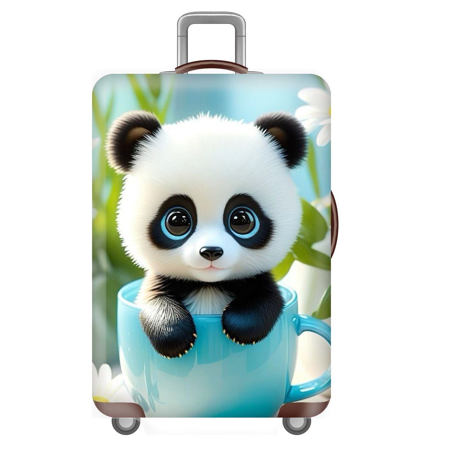 Unisex nan elastische Kofferhülle für Hartschalen-Trolley mit niedlichem Panda-Motiv, dehnbarer Schutzüberzug mit Griff‑ und Rollenöffnungen Brehn