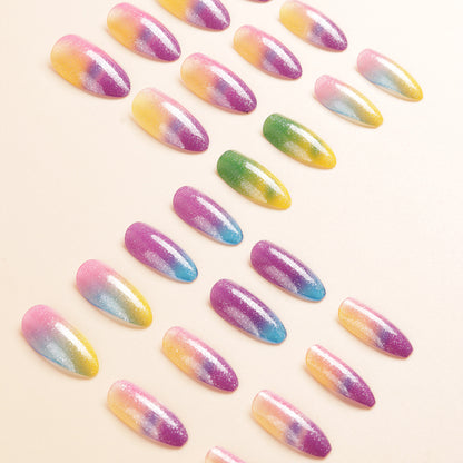Bunte Ombre Glitzer Press-On Nägel Brehn