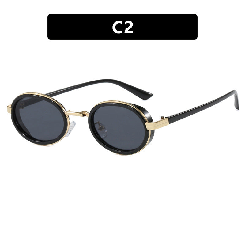 Damen runde Sonnenbrille mit leichten Gläsern und goldenen Akzenten Brehn