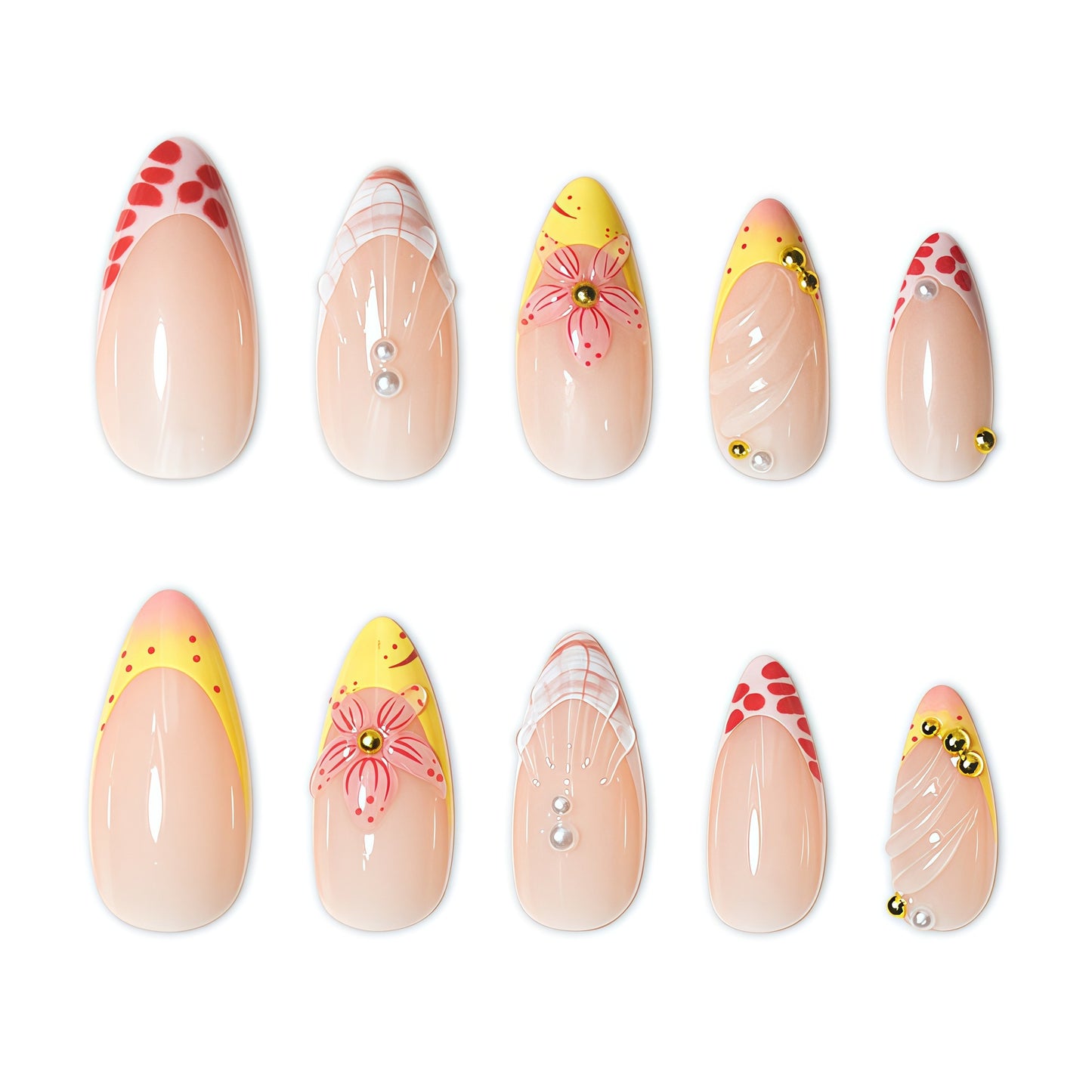 Blumenverzierte Press-On Nagelverlängerungen Brehn
