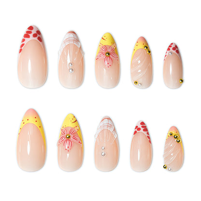 Blumenverzierte Press-On Nagelverlängerungen Brehn
