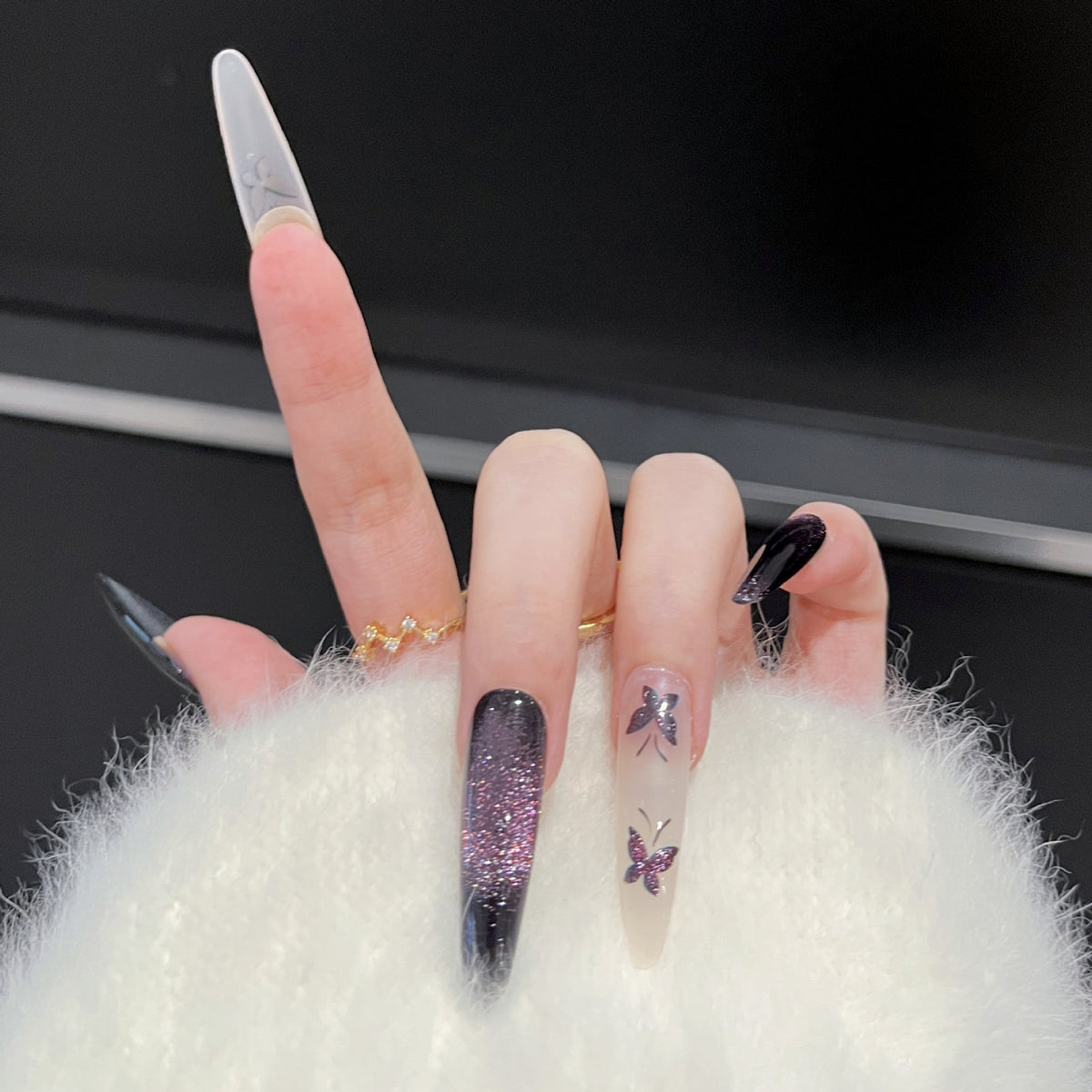 Künstlerisches Schmetterlings-verziertes Press-On Nail Art Set Brehn