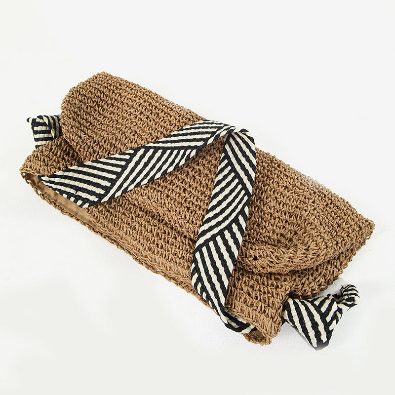 Damen Handtasche mit geflochtenem Design und gemustertem Schulterriemen Brehn