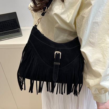 Fransierte Wildleder-Handtasche