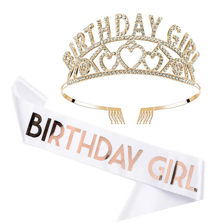 Damen Funkelndes Tiara- und Schärpen-Set Brehn