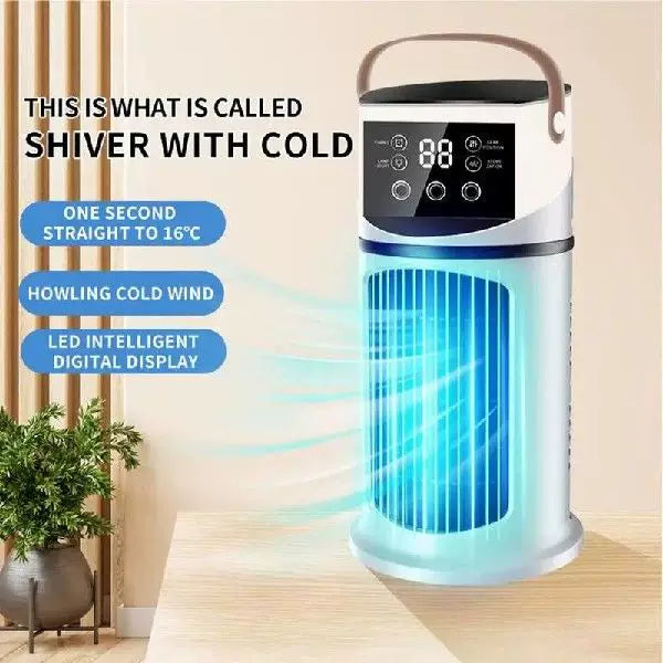 Unisex Einheitsgröße wiederaufladbarer Turm Klimaf ventilator mit Touch-LED-Steuerung integriertem befeuchtenden Reservoir und Leder-Tragegriff Brehn