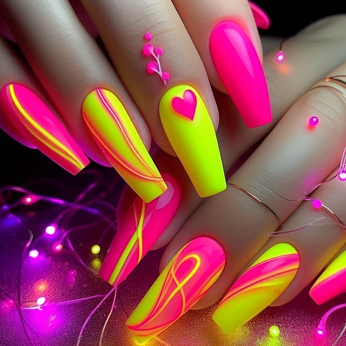 Kreative Neon Kunstnägel Brehn