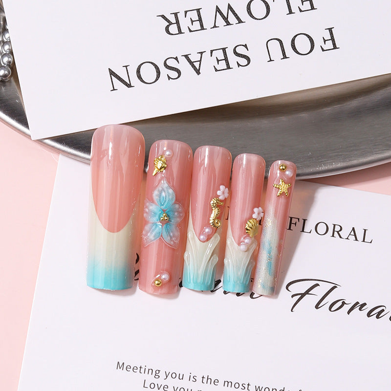 Florale dekorative Press-On Nagel Set Brehn