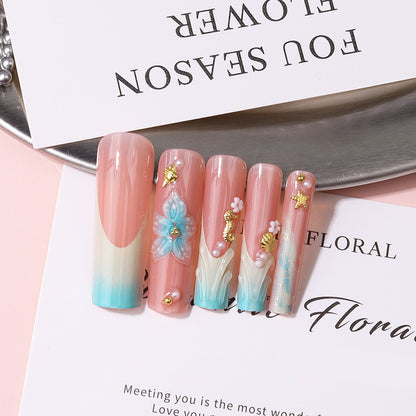 Florale dekorative Press-On Nagel Set Brehn