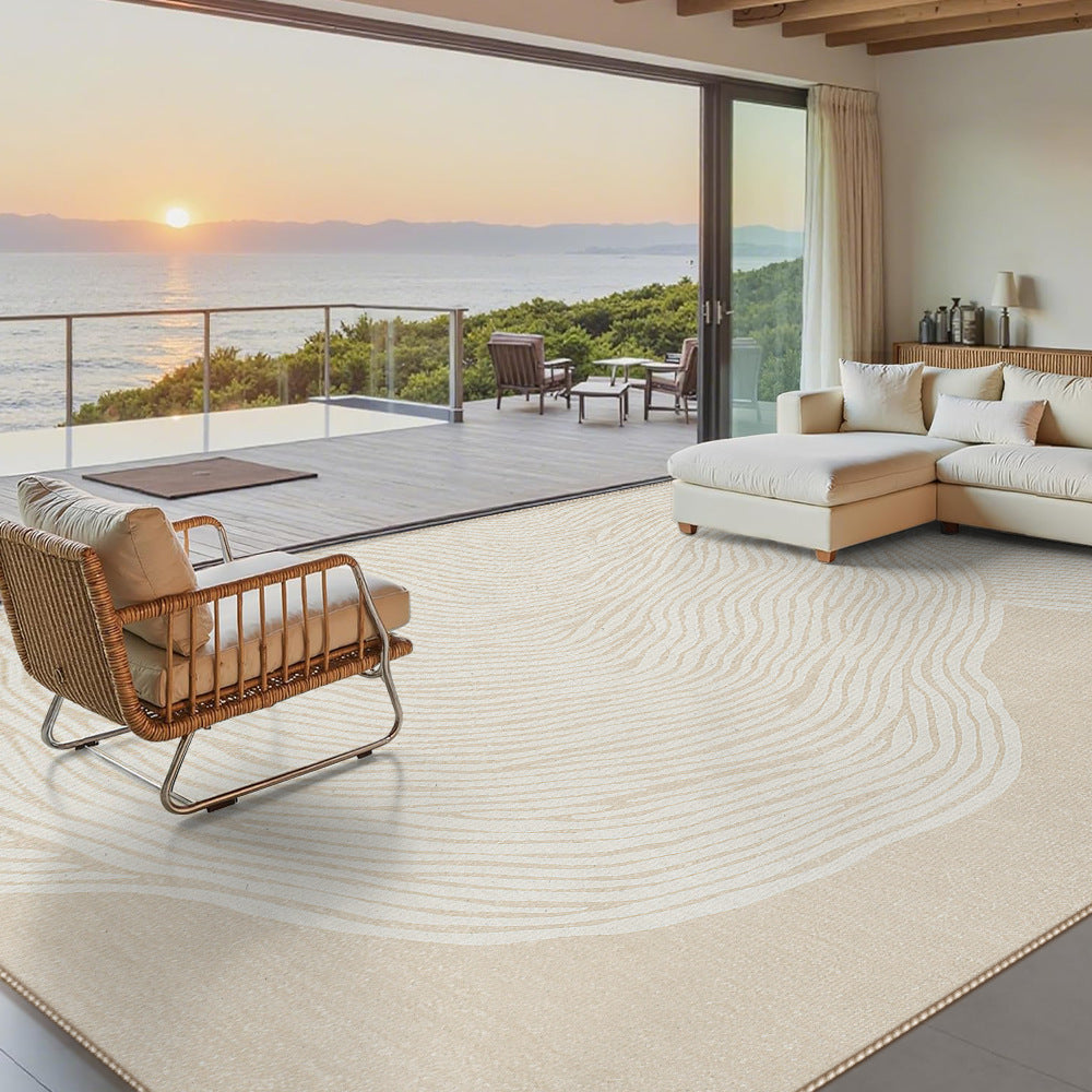 Large Plush Low-Pile Contemporary Distressed-Texture Area Rug