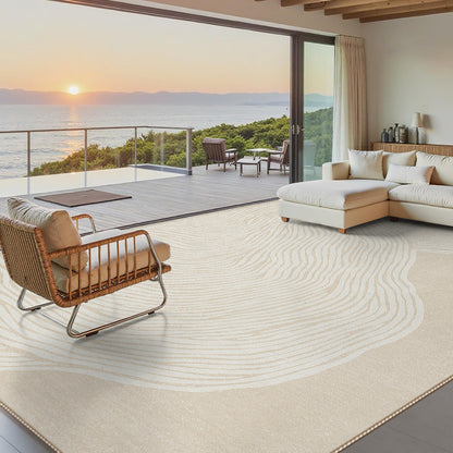 Large Plush Low-Pile Contemporary Distressed-Texture Area Rug