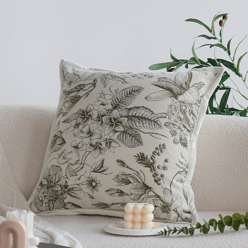 Dekorativer Jacquard-Kissenbezug mit Baum-Motiv und Samt-Paspel Brehn