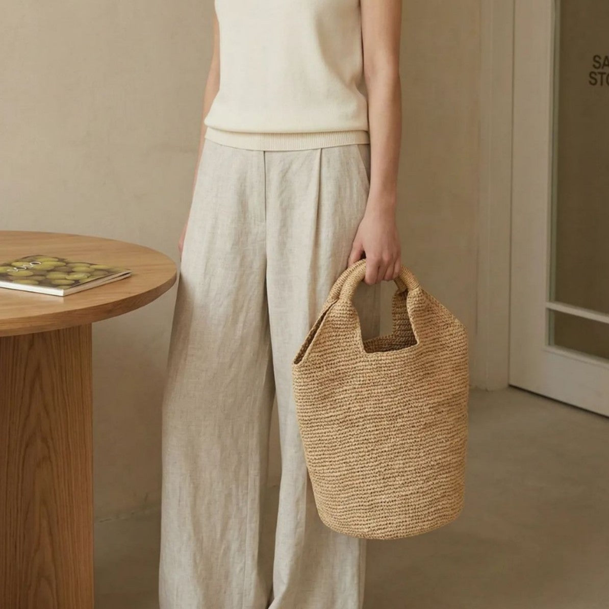 Handgefertigte Stroh-Tasche Brehn