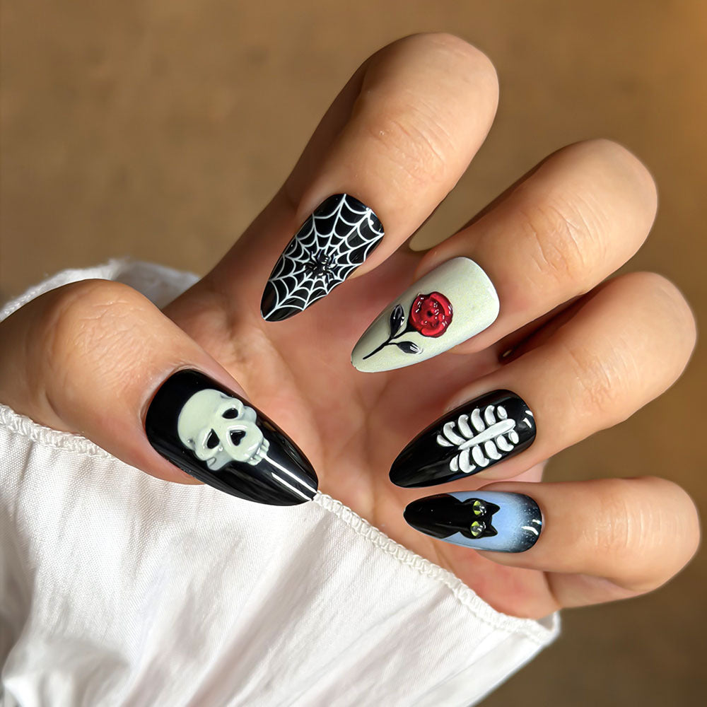 Halloween-Themen Dekorative Press-On Nagel Set Brehn