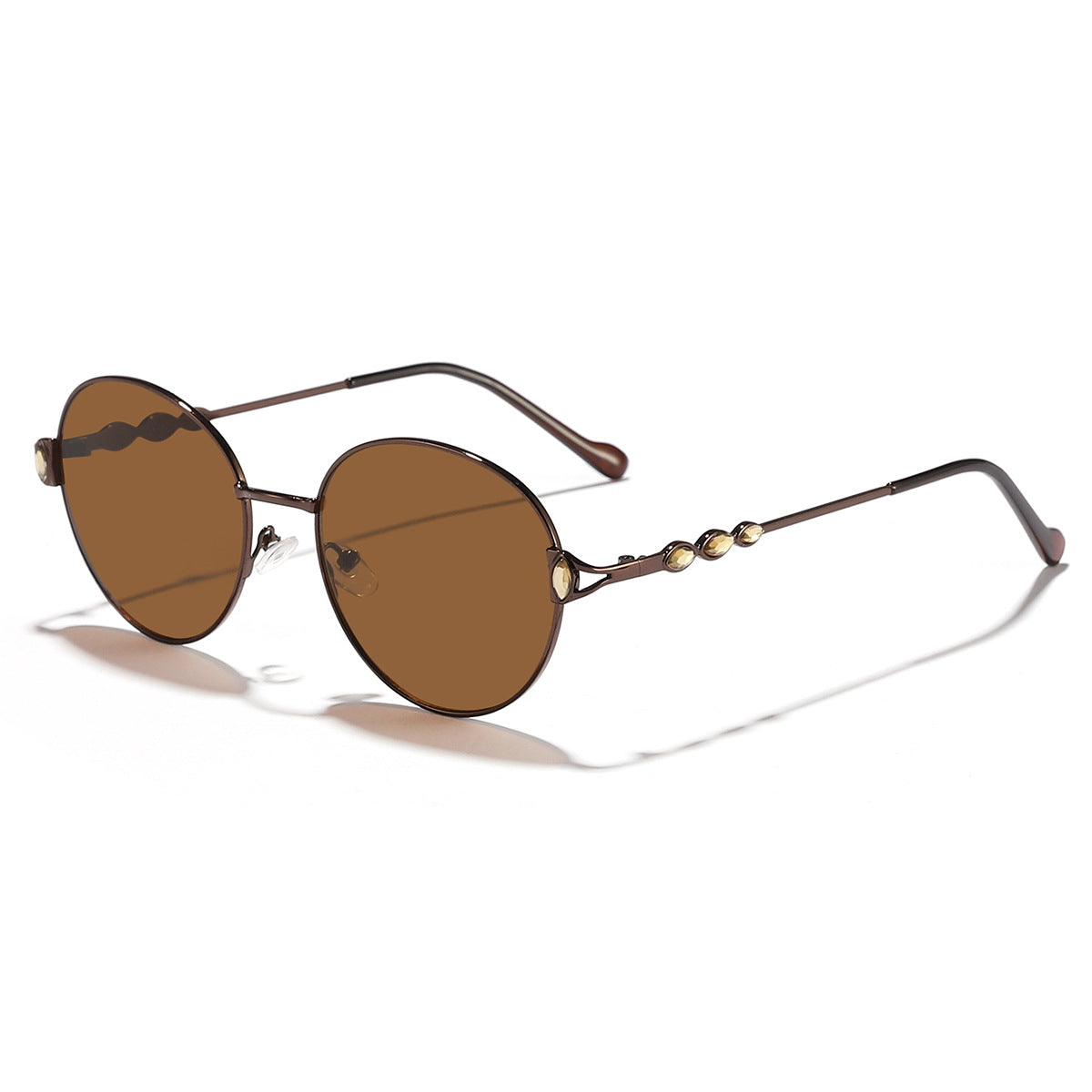 Damen runde Sonnenbrille mit elegantem Metallrahmen und verspiegelten Gläsern Brehn