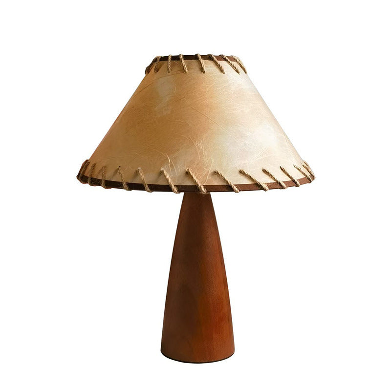 Rustikale Tischlampe mit einzigartigem Lederlampenschirm
