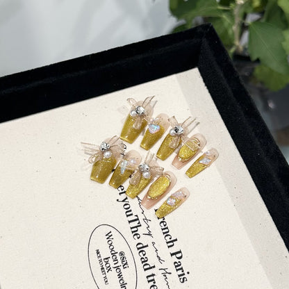 Glamouröses Strass- und Glitzer-Press-On-Nägel-Set