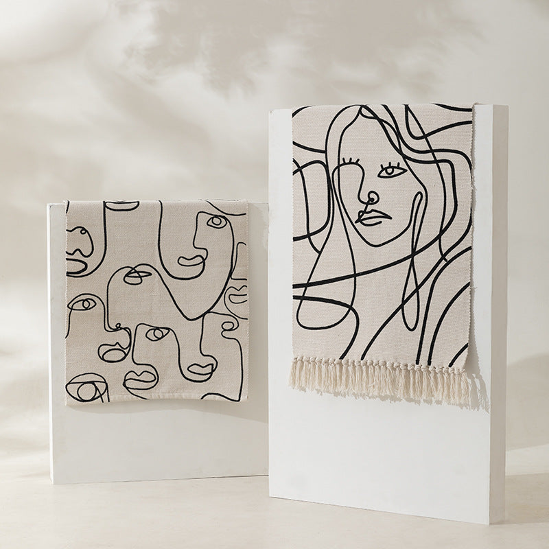 Gewebtes Tischset aus Baumwolle mit abstrakter Linienkunst Brehn
