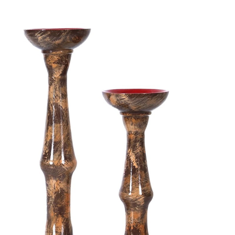 Elegantes Dekoratives Holzkerzenhalter-Set