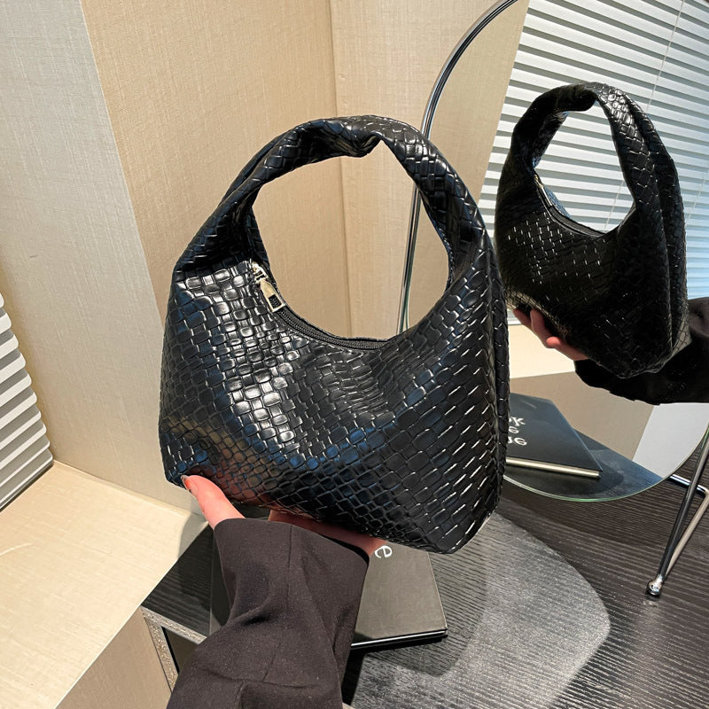 Textured Faux Leder Hobo Tasche Brehn