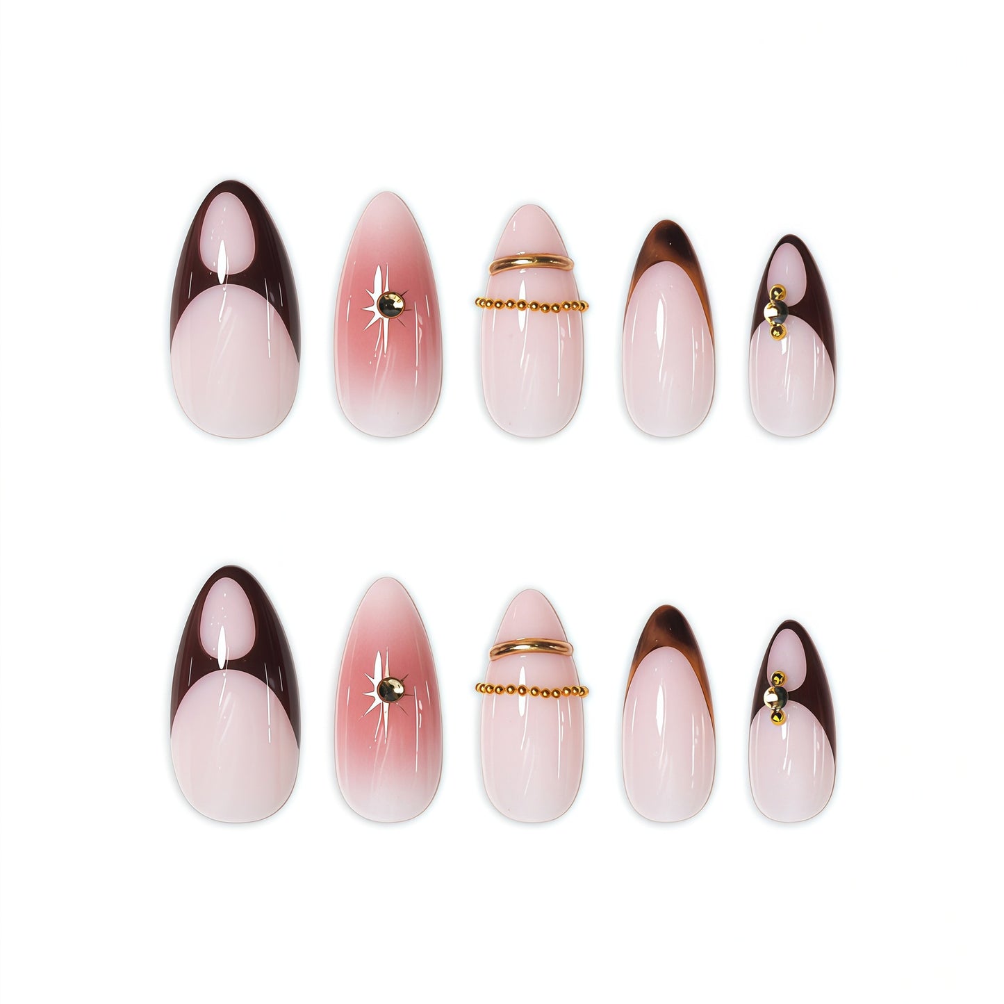 Glamouröse dekorative Press-on-Nagelkunst Brehn